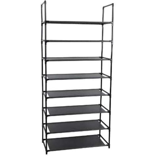 8-tier Modern Stackable Shoe Rack for front door entrance, Expandable & Adjustable Fabric Shelves shoe Storage Organizer, Black shoe storage cabinet, shoe organizer