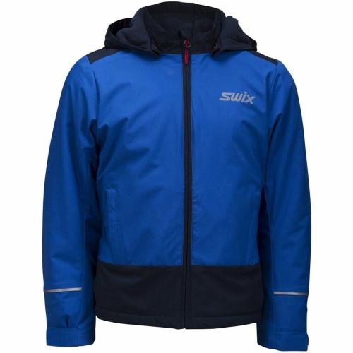 Swix Boys' Standard Junior Rookie Windproof Waterproof Breathable Insulated Hooded Ski Jacket Olympian Blue 12-14 Years