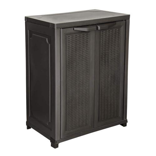 27.96 in. W x 37.40 in. H x 17.72 in. D Resin 3-Shelf Freestanding Cabinet in Espresso