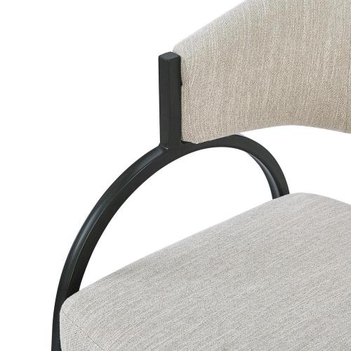 Outdoor Upholstered Dining Chairs with Metal Legs and Beige Cushion Guard (Set of 2) (no test)