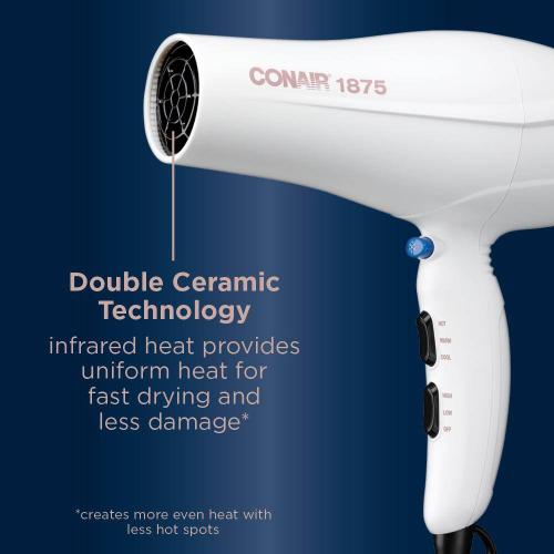 Double Ceramic 1875-Watt Hair Dryer in White