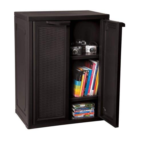 27.96 in. W x 37.40 in. H x 17.72 in. D Resin 3-Shelf Freestanding Cabinet in Espresso