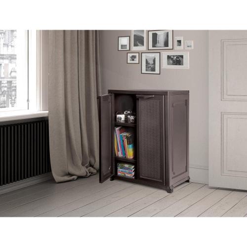 27.96 in. W x 37.40 in. H x 17.72 in. D Resin 3-Shelf Freestanding Cabinet in Espresso