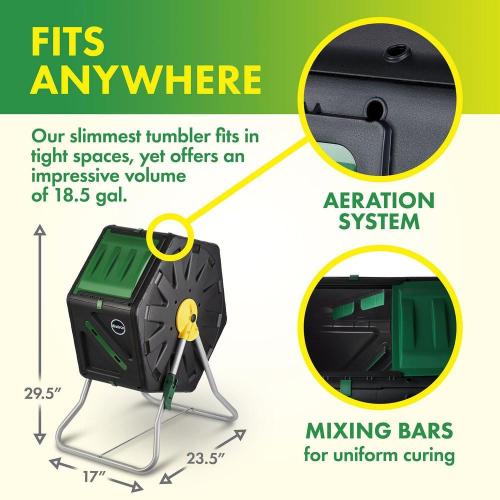18.5 Gal. (70 l) Capacity Heavy-Duty Compact Single Chamber Outdoor Garden Tumbling Composter Bin