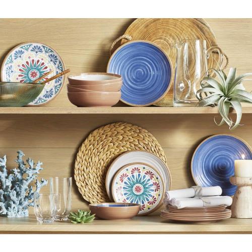 Brown Wood Pillar Candle Holder with White Wash Finish (Set of 3)
