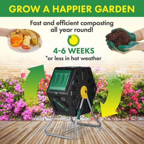 18.5 Gal. (70 l) Capacity Heavy-Duty Compact Single Chamber Outdoor Garden Tumbling Composter Bin