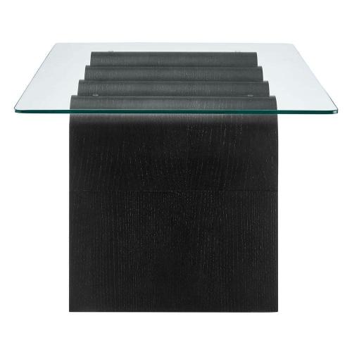 Ondine Glass and Wood Specialty Coffee Table in Black - Retro Vintage 40 in. Squiggle
