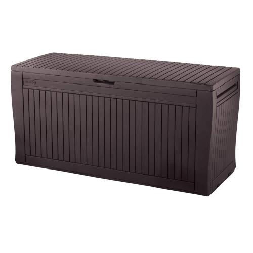 Keter Comfy 71 Gal. Weather Resisitant Plastic Resin Deck Box in Wood Look Brown