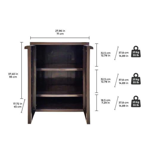 27.96 in. W x 37.40 in. H x 17.72 in. D Resin 3-Shelf Freestanding Cabinet in Espresso