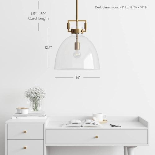 Nathan James Leigh Gold Indoor Ceiling Hanging Pendant Light with Clear Glass and Adjustable Cord for Kitchen, Island, Entryway