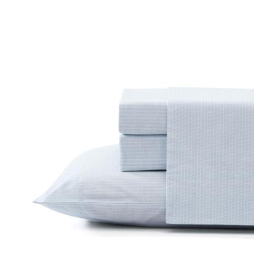Ala Moana Stripe 4-Piece Blue Percale Cotton King Sheet Set