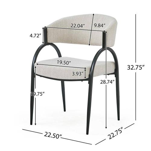 Outdoor Upholstered Dining Chairs with Metal Legs and Beige Cushion Guard (Set of 2) (no test)
