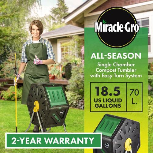 18.5 Gal. (70 l) Capacity Heavy-Duty Compact Single Chamber Outdoor Garden Tumbling Composter Bin