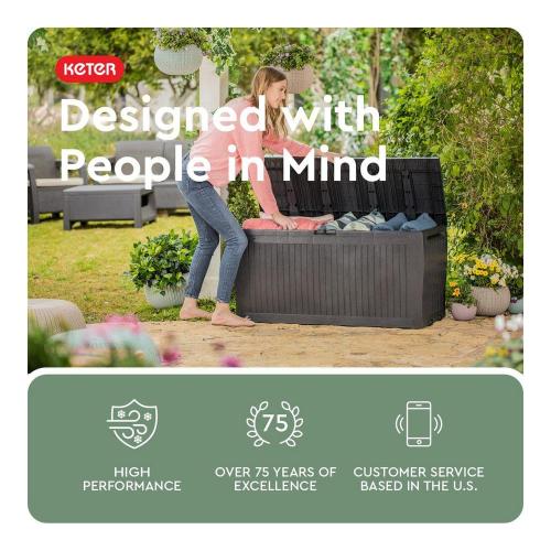 Keter Comfy 71 Gal. Weather Resisitant Plastic Resin Deck Box in Wood Look Brown