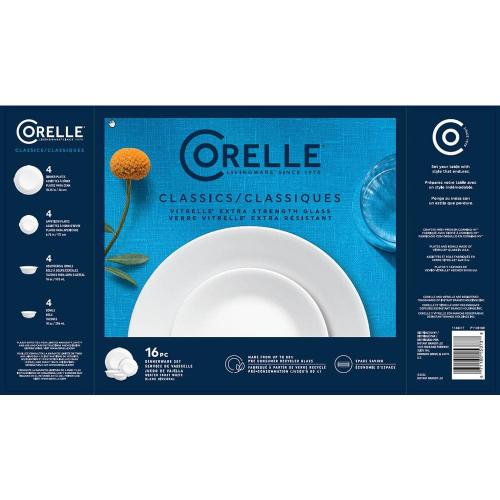 Corelle Winter Frost White 16-Piece Dinnerware Set (Service for 4) in White one missing
