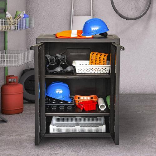 27.96 in. W x 37.40 in. H x 17.72 in. D Resin 3-Shelf Freestanding Cabinet in Espresso