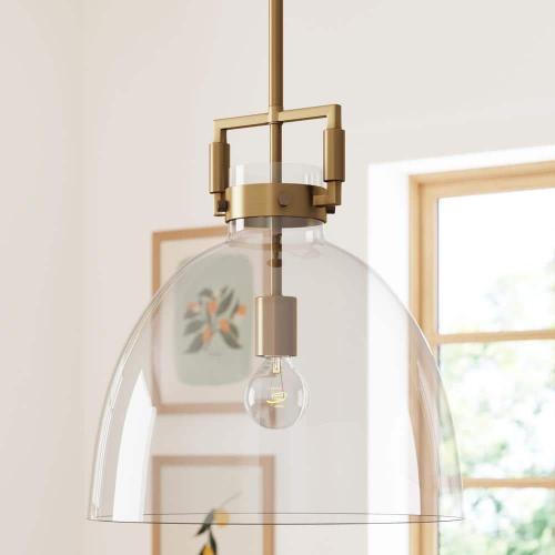 Nathan James Leigh Gold Indoor Ceiling Hanging Pendant Light with Clear Glass and Adjustable Cord for Kitchen, Island, Entryway