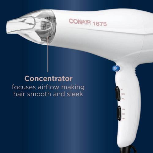 Double Ceramic 1875-Watt Hair Dryer in White