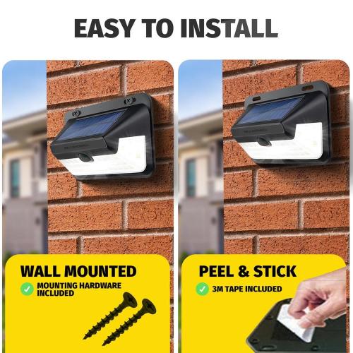 9-Watt Equivalent 600 Lumens Integrated LED Black Motion Activated Integrated LED Solar Bionic Wall Pack Light (2-Pack)