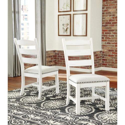 Valebeck White Polyester with Cushion and Nailhead Trim Side Chair Set of 2