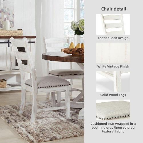 Valebeck White Polyester with Cushion and Nailhead Trim Side Chair Set of 2
