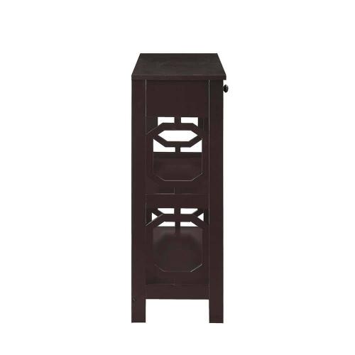 Omega 39.5 in. Espresso Rectangle Wood Top 1 Drawer Console Table with Shelves