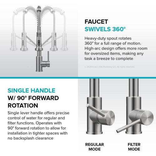 Bolden 2-in-1 Commercial Style Pull-Down Single Handle Water Filter Kitchen Faucet in Brushed Brass