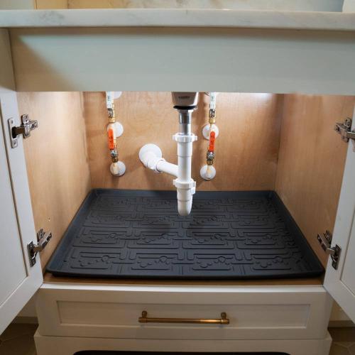 19 in. x 19 in. Grey Bathroom Vanity Depth Under Sink Cabinet Mat Drip Tray Shelf Liner