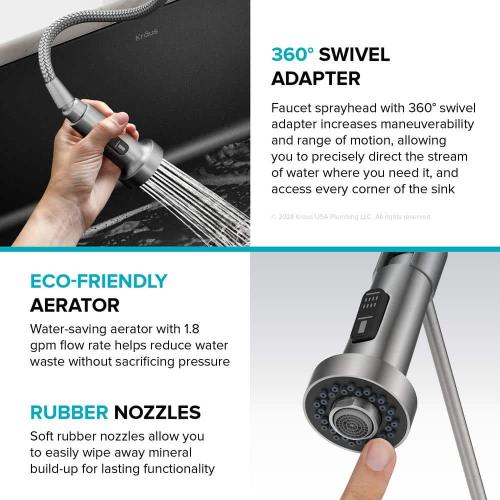 Bolden 2-in-1 Commercial Style Pull-Down Single Handle Water Filter Kitchen Faucet in Brushed Brass