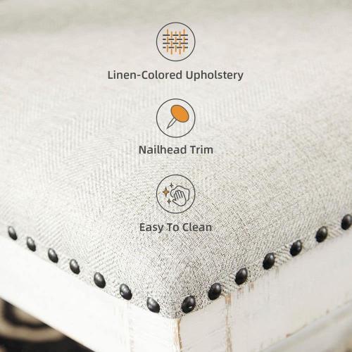 Valebeck White Polyester with Cushion and Nailhead Trim Side Chair Set of 2