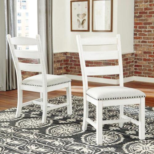 Valebeck White Polyester with Cushion and Nailhead Trim Side Chair Set of 2