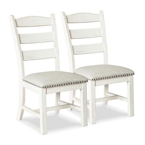 Valebeck White Polyester with Cushion and Nailhead Trim Side Chair Set of 2