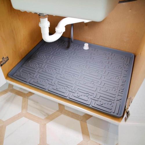 19 in. x 19 in. Grey Bathroom Vanity Depth Under Sink Cabinet Mat Drip Tray Shelf Liner