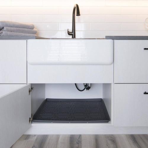 19 in. x 19 in. Grey Bathroom Vanity Depth Under Sink Cabinet Mat Drip Tray Shelf Liner