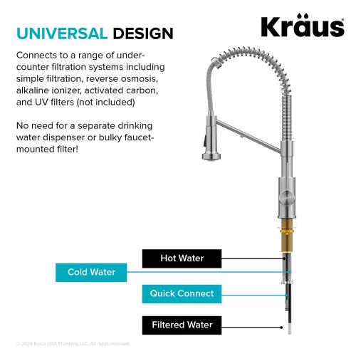 Bolden 2-in-1 Commercial Style Pull-Down Single Handle Water Filter Kitchen Faucet in Brushed Brass
