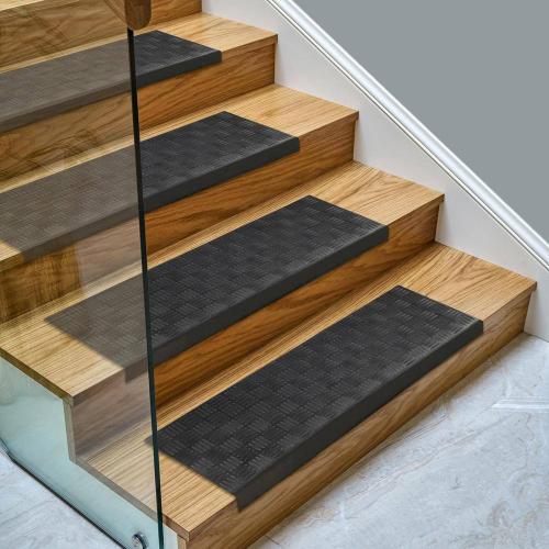 Black 10 in. x 30 in. Non-Slip Indoor/Outdoor Rubber Stair Tread Cover (Set of 5)
