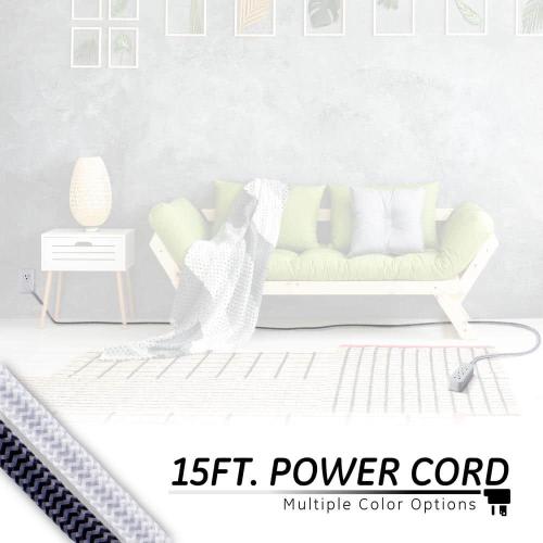 15 ft. 3-Outlet Designer Pro Extension Cord Surge Protector, White/Gray
