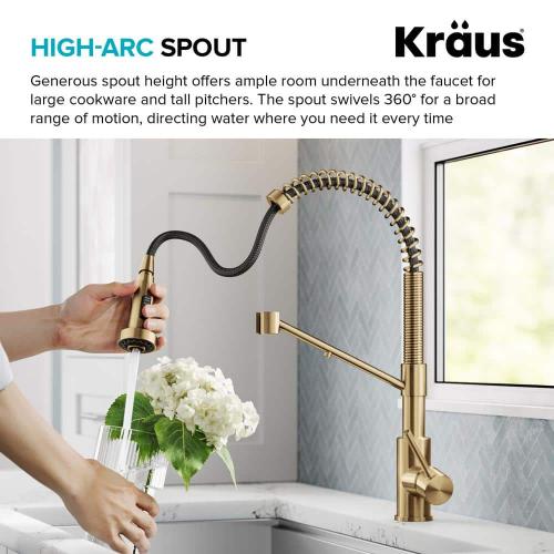 Bolden 2-in-1 Commercial Style Pull-Down Single Handle Water Filter Kitchen Faucet in Brushed Brass