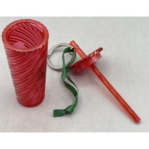 Starbucks Ornament Ornament Keychain Christmas 2024 Cold Cup Red Swirl