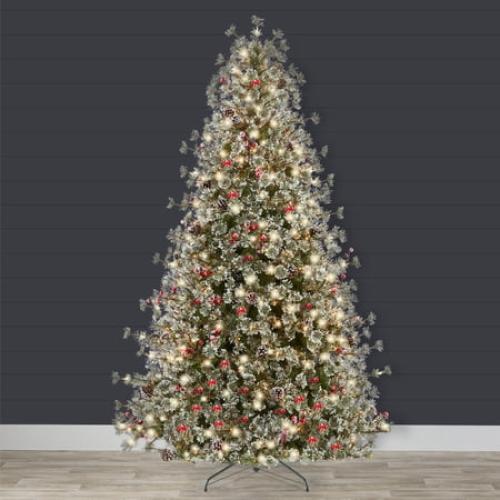 Best Choice Products 6ft Pre-Lit Semi-Flocked Cashmere Pine Christmas Tree w/ 936 Branch Tips, 250 LED Lights
