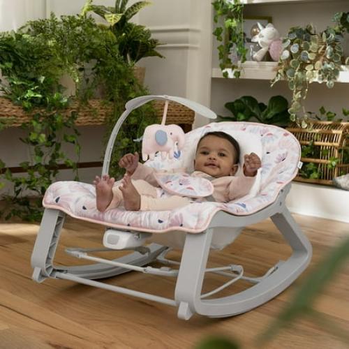 Ingenuity Keep Cozy 3-in-1 Baby Bouncer Seat & Infant to Toddler Rocker - Burst (Pink)
