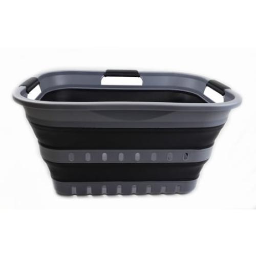 SAMMART 30L (8 gallon) Collapsible 3 Handled Plastic Laundry Basket - Foldable Pop Up Storage Container/Organizer - Portable Washing Tub - Space Saving Hamper/Basket