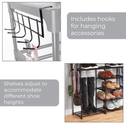 Mainstays 7-Tier Space-Saving Shoe Rack, Holds up to 21 Pairs, Black