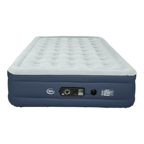 SERTA 18 RAISED QUEEN WITH NEVERFLAT PUMP BLUE