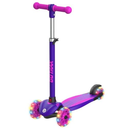 Color purple GOTRAX KS1 Kids Kick Scooter, Toddler Scooter 3 Wheel with LED Lighted, 3 Adjustable Handlebars, Suitable for Boys and Girls Ages 2~8 Children and Max Load 100 lbs, Purple