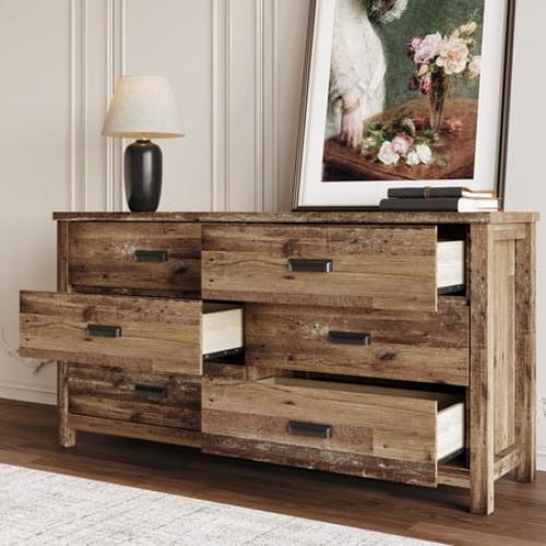 Home Design Racine 6 Drawer Dresser, Vintage Oak