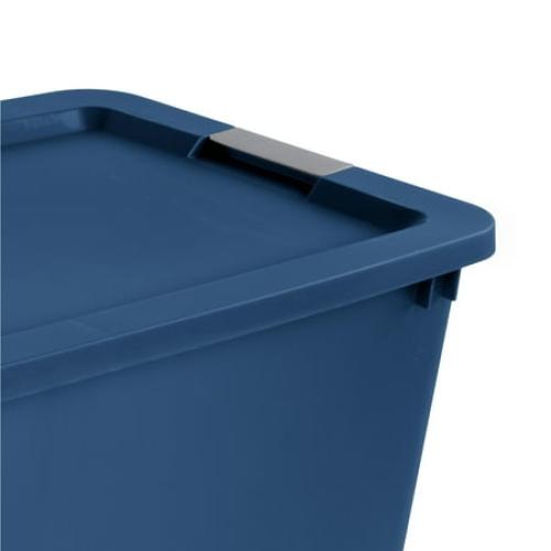 Sterilite 45 Gallon Extra-Large Wheeled Storage Bin, Plastic Storage Container with Latch Lid & Wheels, Blue