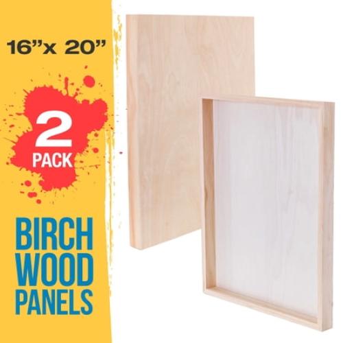 U.S. Art Supply Unfinished Cradled Wood Panels for Painting, 2 Pack of 16x20 inch - Gallery Birch Wooden Canvas Boards 1-1/2 Deep - Mixed-Media Craft, Acrylic, Oil, Encaustic, Paint Pouring