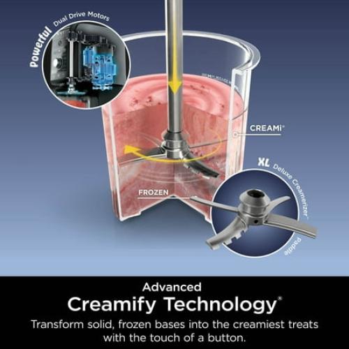 Ninja CREAMi Max Ice Cream Maker, Sorbet, Milkshakes, Frozen Yogurt, & More, 9 One-Touch Programs, (2) 24 Oz Family-Sized Tubs & Lids, NC550 Stone Silver