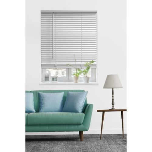 Mainstays 1 Cordless Room Darkening Vinyl Blinds, White, 27 Width x 64 Length